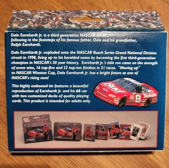 New In Box Dale Earnahrdt Jr #8 Tin with 2‎ Playing Card Decks - Picture 2 of 3